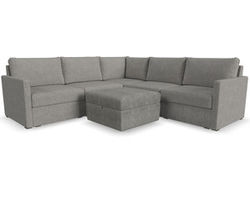 Flex 5 Seat Sectional with Narrow Track Arms and Storage Ottoman - Performance Fabric - 7 Day Delivery (Pebble)