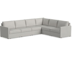 Flex 6 Seat Sectional with Narrow Track Arms - Performance Fabric - 7 Day Delivery (Frost)