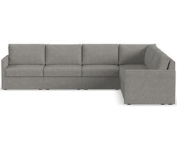 Flex 6 Seat Sectional with Narrow Track Arms - Performance Fabric - 7 Day Delivery (Pebble)