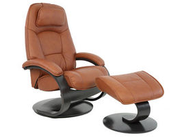 Admiral C Small Swivel Recliner and Ottoman (In Stock) Whiskey - under 5' 8&quot;
