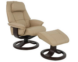 Admiral R Swivel Recliner and Ottoman (In Stock) Latte Leather