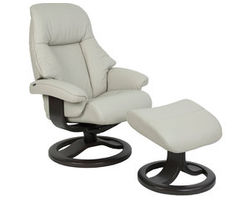 Alfa 510C Swivel Recliner and Ottoman (In Stock) Black Leather