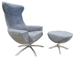 Baloo Swivel Rocking Chair and Ottoman in Stone (IN STOCK)