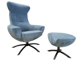 Baloo Swivel Rocking Chair and Ottoman in Sea (In stock - Fast shipping)