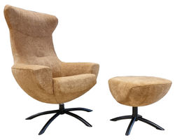 Baloo Swivel Rocking Chair and Ottoman in Gold (In stock - Fast shipping)