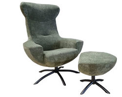 Baloo Swivel Rocking Chair and Ottoman in Forest (IN STOCK)