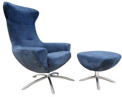 Baloo Swivel Rocking Chair and Ottoman in Dark Blue (IN STOCK)