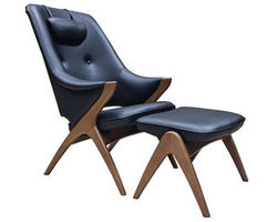 Bravo Chair and Ottoman (Black) In Stock