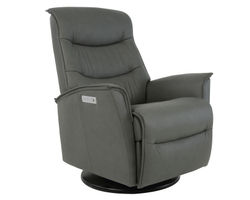 Dallas Power Headrest - Lumbar - Recline Swivel Glider Recliner Grey (In stock - Fast shipping)