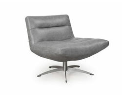 Alfio Leather Swivel Chair in Cloud Grey