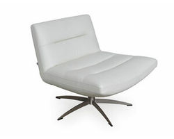 Alfio Leather Swivel Chair in White