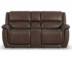Beau 1011 Power Headrest Power Reclining Console Loveseat (Chocolate faux leather fabric)