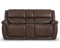Beau 1011 Power Headrest Power Reclining Console Loveseat (Chocolate faux leather fabric) 
