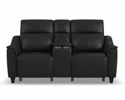 Walter 1125 Power Reclining Loveseat with Console &amp; Power Headrests (Black leather) 76&quot;