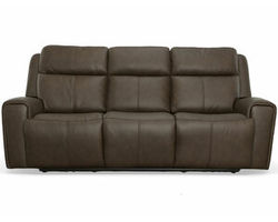 Barnett Power Reclining Sofa with Power Headrests and Lumbar (Dark Brown leather) 87&quot;