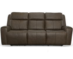 Barnett Power Reclining Sofa with Power Headrests and Lumbar (Dark Brown leather) 87" - in stock