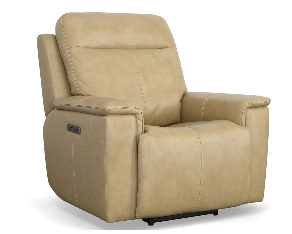 Odell Power Recliner with Power Headrest & Lumbar (Beige leather