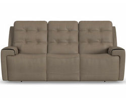 Iris Power Reclining Sofa with Power Headrests (Tan leather)