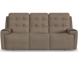 Iris Power Reclining Sofa with Power Headrests (Tan leather) In stock