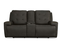 Iris Power Reclining Loveseat with Console & Power Headrests (Chocolate leather)