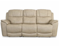 Crew Power Reclining Sofa with Power Headrests &amp; Lumbar (Tan leather) 89&quot;
