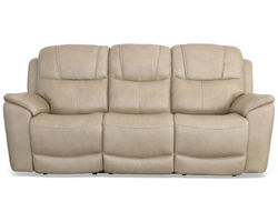 Crew Power Reclining Sofa with Power Headrests & Lumbar (Tan leather) 89"