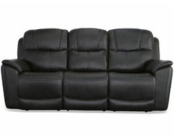 Crew Power Reclining Sofa with Power Headrests &amp; Lumbar (Black leather) 89&quot;