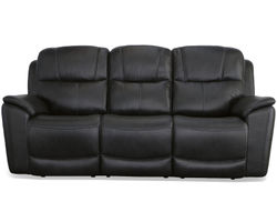 Crew Power Reclining Sofa with Power Headrests & Lumbar (Black leather) 89"