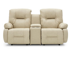 Brinley Double Reclining Leather Console Loveseat (+30 leathers)