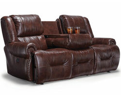 Genet Leather Double Reclining Sofa w/ Dropdown Table (+30 leathers) 85&quot;