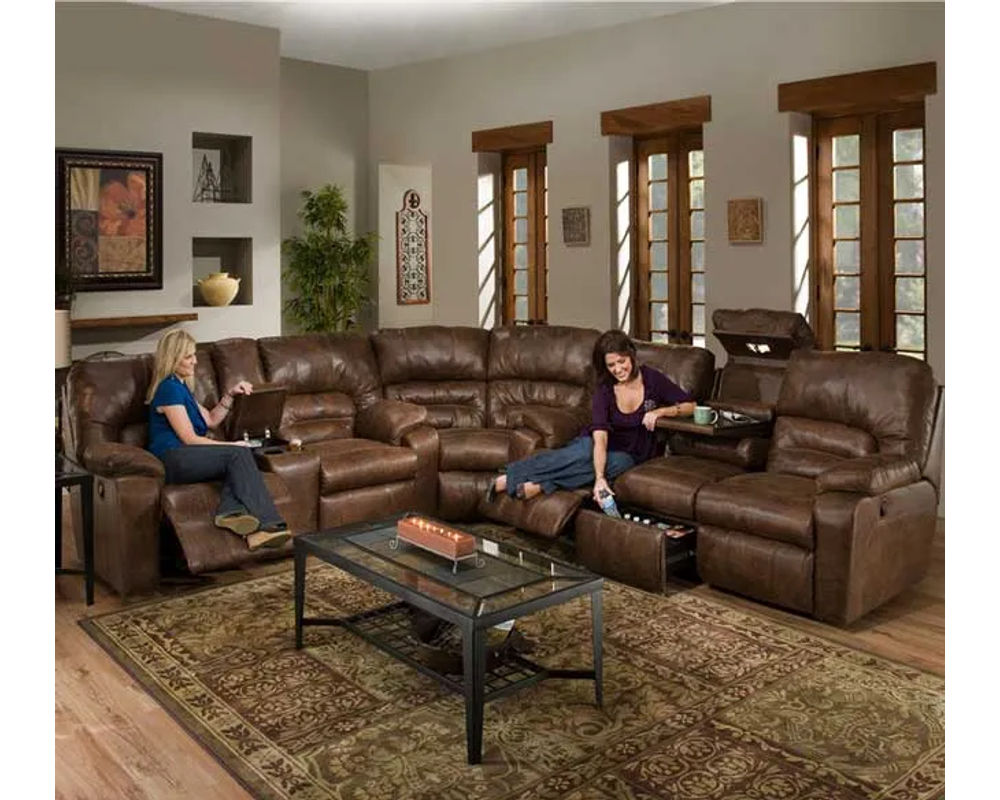 Dakota 596 Reclining Sofa w/Drop Down Table, Lights, & Drawer