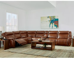 Swift Leather Power Headrest Power Reclining Sectional with Lumbar