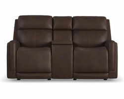 Alister 71&quot; Leather Power Gliding Loveseat with Console, Power Headrests &amp; Lumbar (3+ colors)