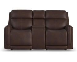 Alister 71" Leather Power Gliding Loveseat with Console, Power Headrests & Lumbar (3+ colors) in stock