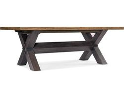 Big Sky Trestle Dining Table w/2-20in leaves (vintage natural and charred timber finish) 6700-75200-80