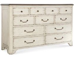 Americana Eleven Drawer Dresser (time worn white finish with honey top) 7050-90001-02