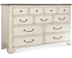 Americana Eleven Drawer Dresser (time worn white finish with honey top) 7050-90001-02
