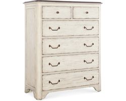 Americana Six-Drawer Chest (time worn white finish with honey top) 7050-90010-02