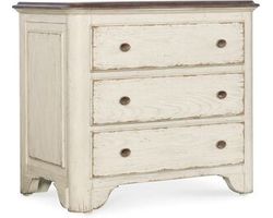 Americana Three-Drawer Nightstand (time worn white finish with honey top) 7050-90016-02