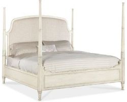 Americana Queen Upholstered Poster Bed (time worn white finish) 7050-90650-02