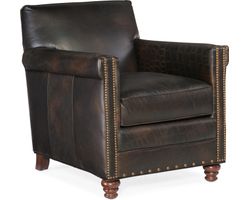 Potter Leather Nailhead Club Chair (Fudge)