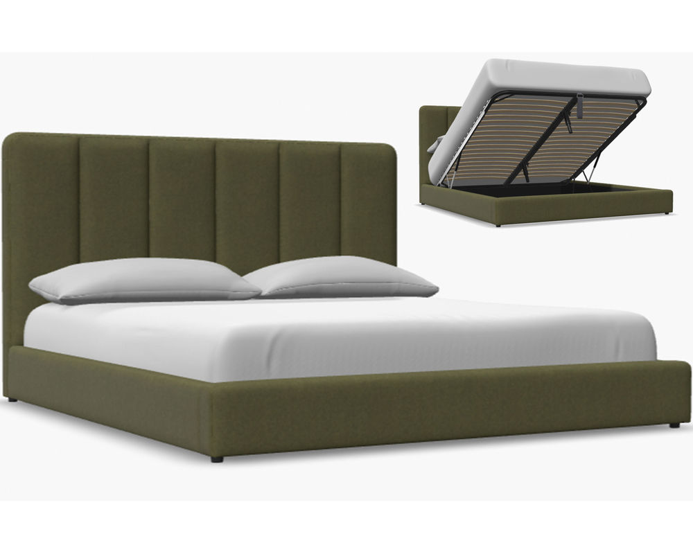 Verttia Full Queen or King Complete Bed with Lift Storage (49