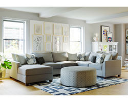Palm Beach Five Piece Iron Chaise Sectional (includes pillows) performance fabric - 141" x 114"