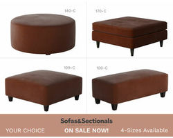 Bella Burnt Orange Cocktail Ottomans (square - round - rectangular) your choice