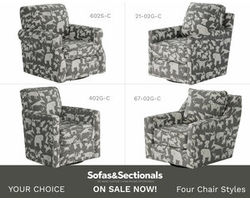 Doggie Graphite Swivel and Swivel Glider Chairs (four styles available) Performance fabric