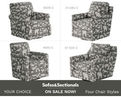 Doggie Graphite Swivel and Swivel Glider Chairs (four styles available) Performance fabric
