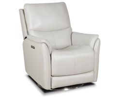 Salem Swivel Recliner w/Power Recline, Power Head Rest & Power Lumbar (Lay Flat) - Ivory (In stock)