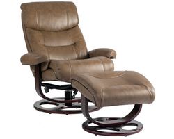 Dawson Leather Swivel Pedestal Recliner and Ottoman (Brown) In stock