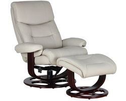 Dawson Leather Swivel Pedestal Recliner w/Ottoman (Ivory) In stock