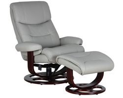 Dawson Leather Swivel Pedestal Recliner w/Ottoman (Gray) In stock